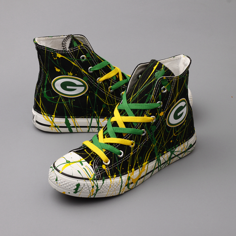 Women Or Youth Green Bay Packers Repeat Print High Top Sneakers 005